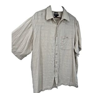 Marc Edwards  XXL Tan Beige‎ Button Up Short Sleeve Washable Linen Mens resort